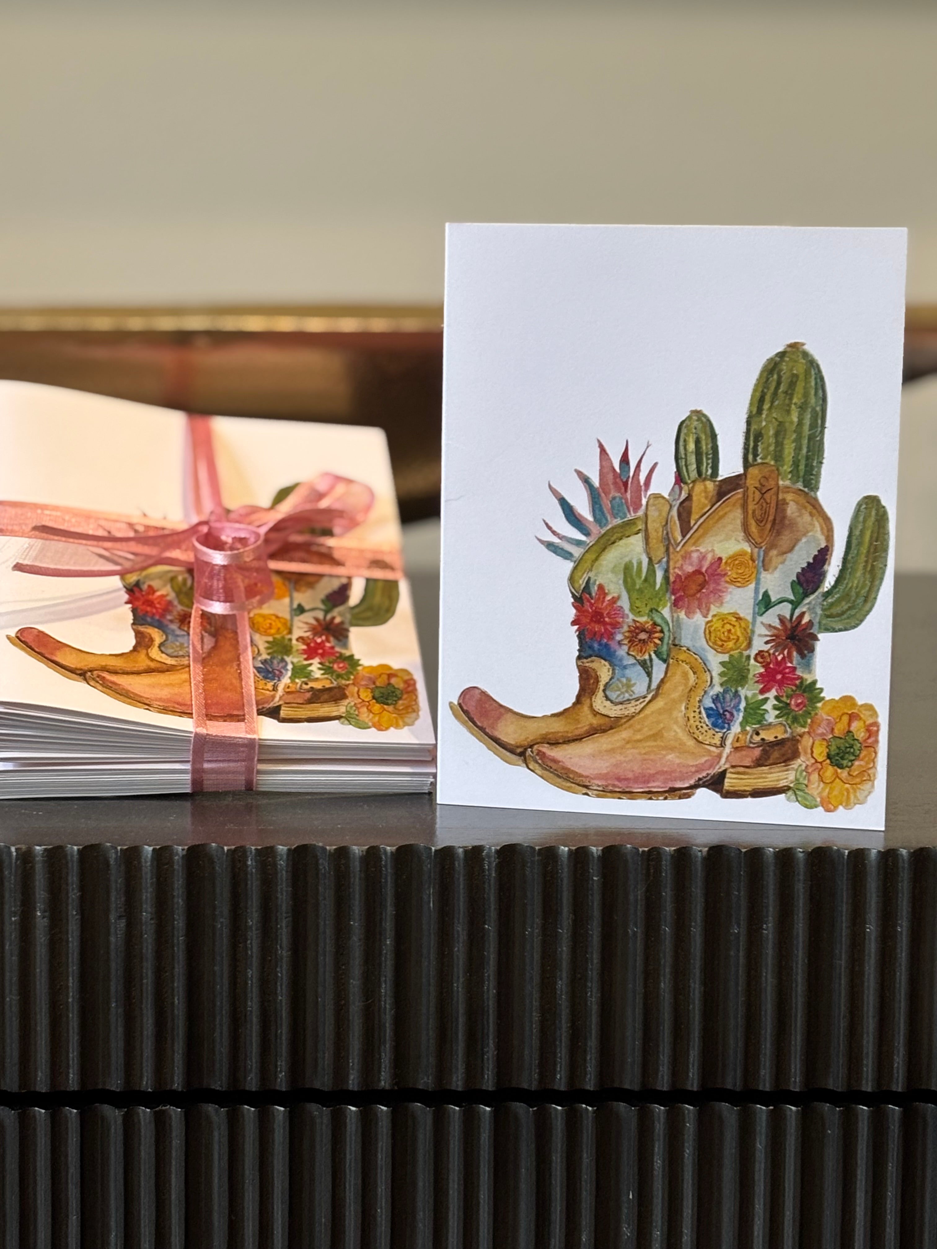 BOOTS IN WHITE - SET OF 10 GREETING CARDS