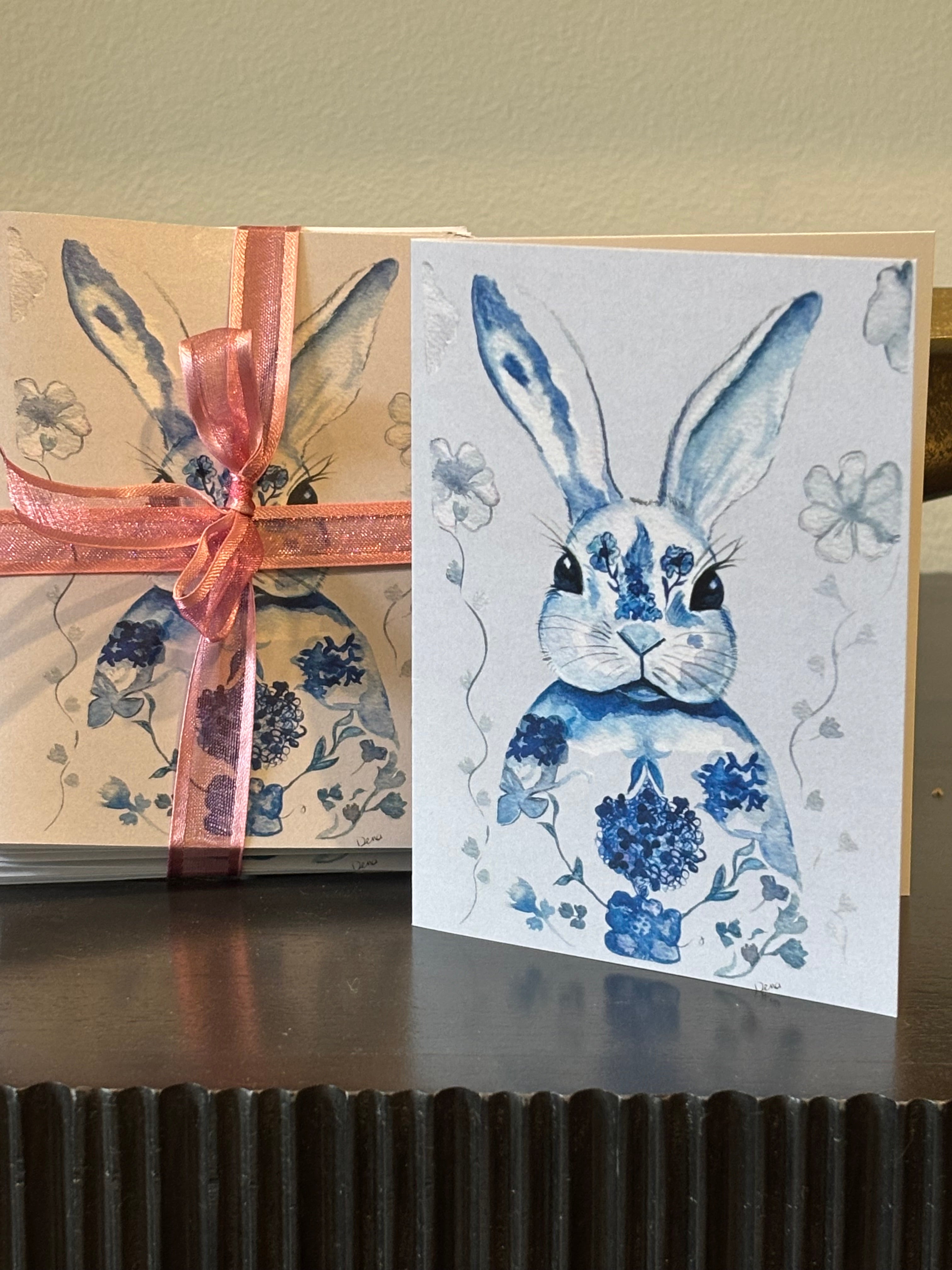 BLUE BUNNY - SET OF 10 GREETING CARDS